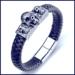 Stainless Steel Triple Skull Bracelet